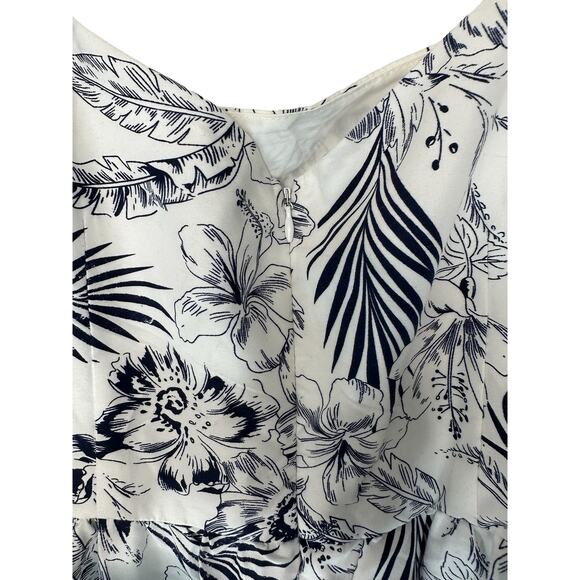 Lulus Dress‎ Blue White Tropical Sunshine White Floral Print Tiered Midi Large - Picture 7 of 16